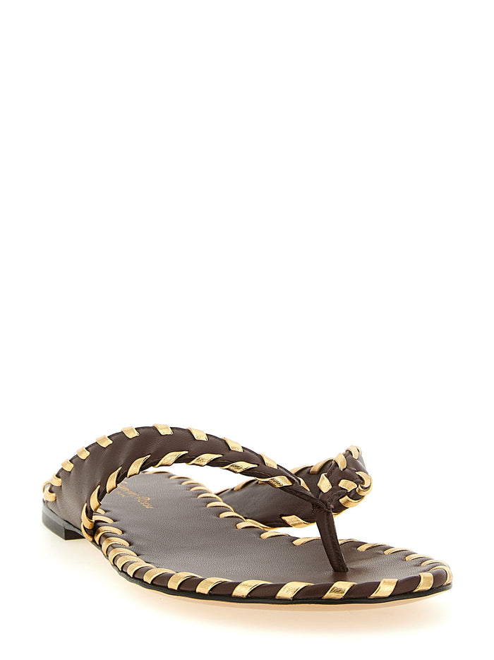 Thong Zaira Brown Lamb Leather (ovis Aries) Sandal
