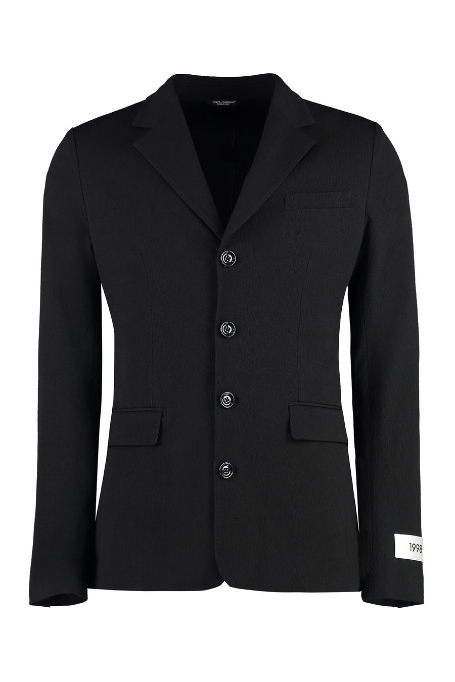 Cotton Blend Single-Breast Jacket Black Polyamide Suit & Dinner