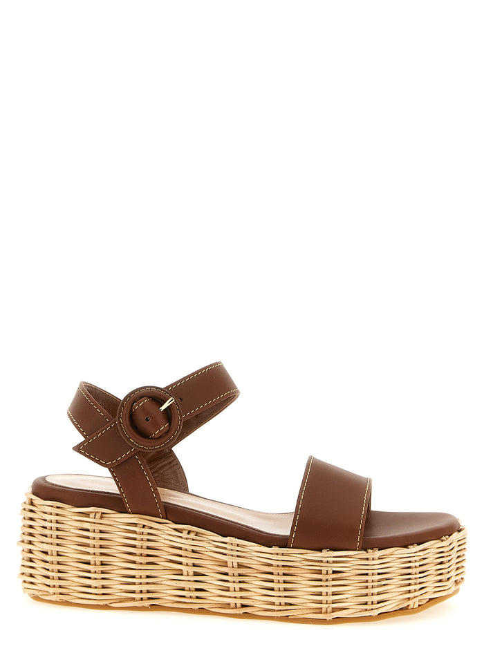 Cestino sandals Brown Calfskin Leather (bos Taurus) Wedges