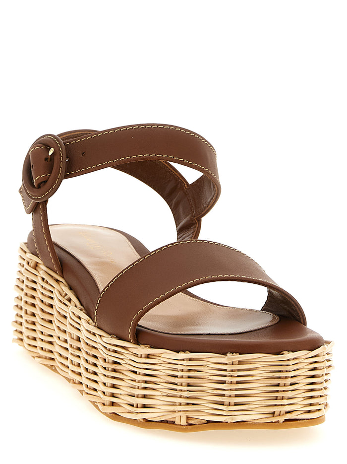 Cestino sandals Brown Calfskin Leather (bos Taurus) Wedges