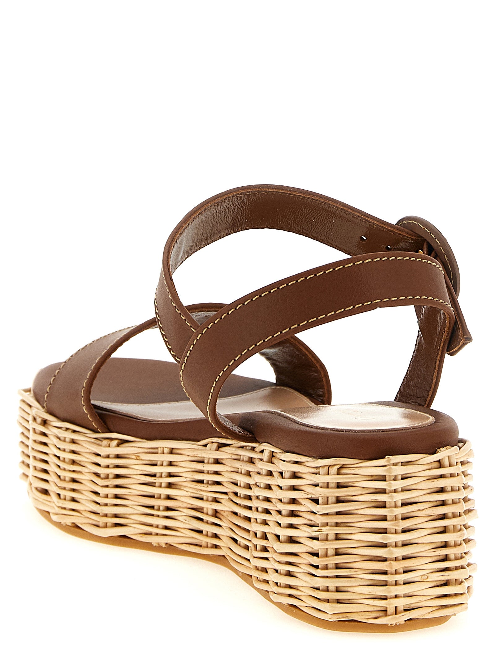 Cestino sandals Brown Calfskin Leather (bos Taurus) Wedges