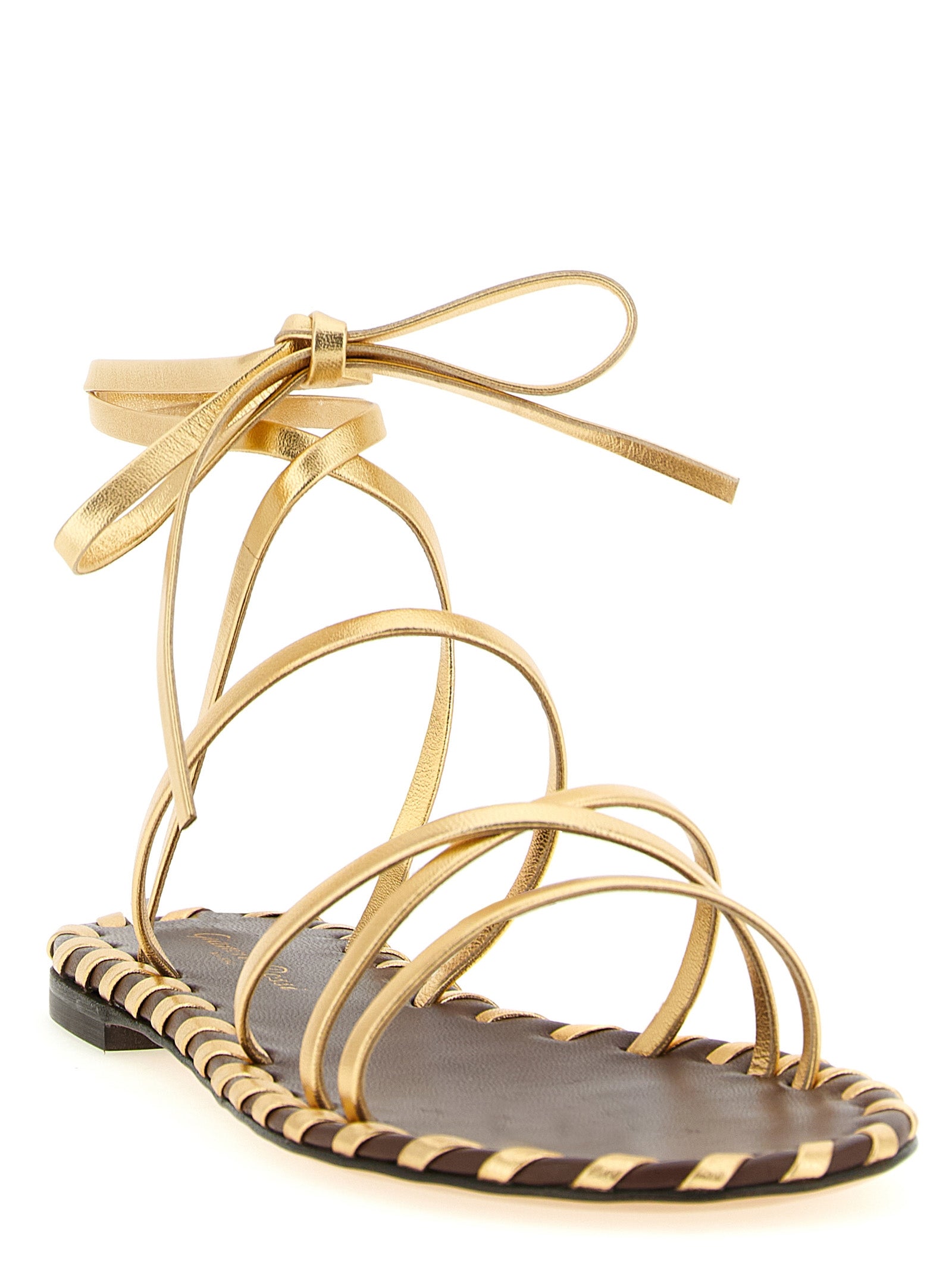 Nappa sandals Gold Lamb Leather (ovis Aries)