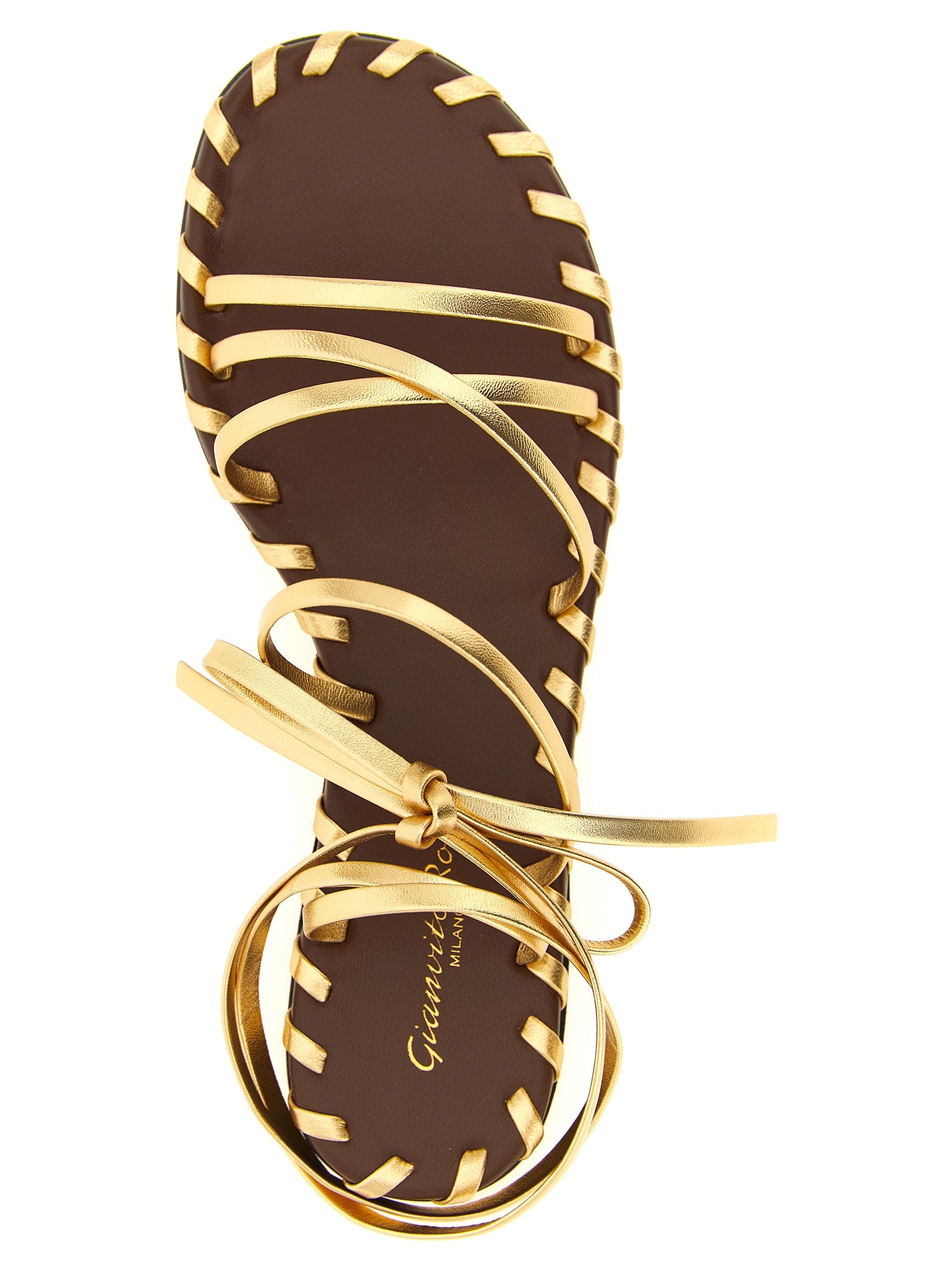 Nappa sandals Gold Lamb Leather (ovis Aries)