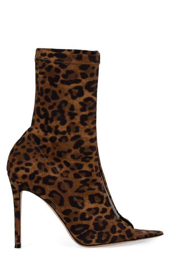 Leopard Print Leather Ankle Boots Animalier Goatskin