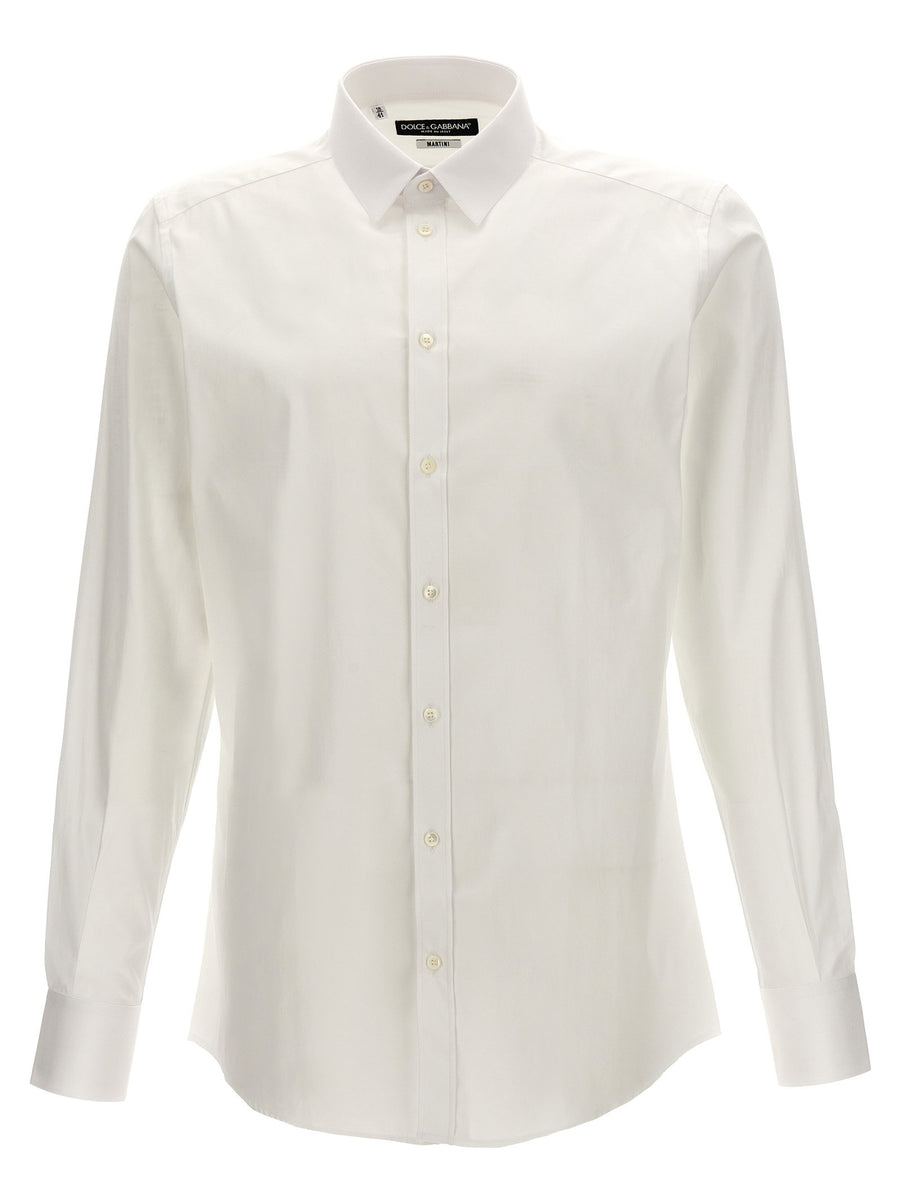 Dolce & Gabbana Logo-Embroidered Cotton Poplin Shirt — White