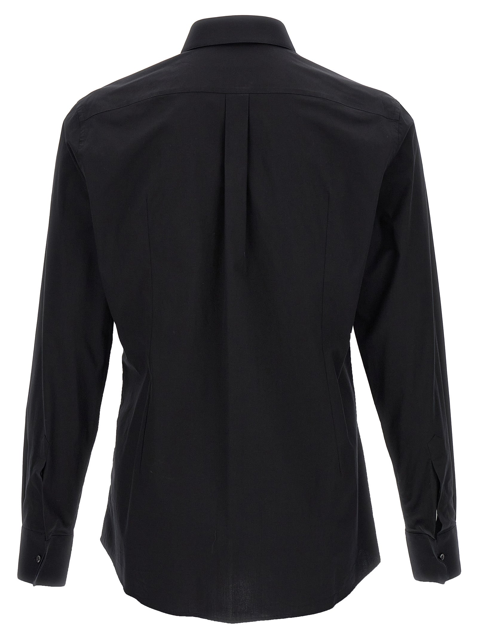 Logo Embroidery Shirt Black Cotton Shirt, Blouse