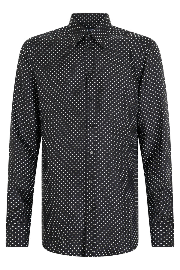 Shirt Silk Twill, Black Polka Dot