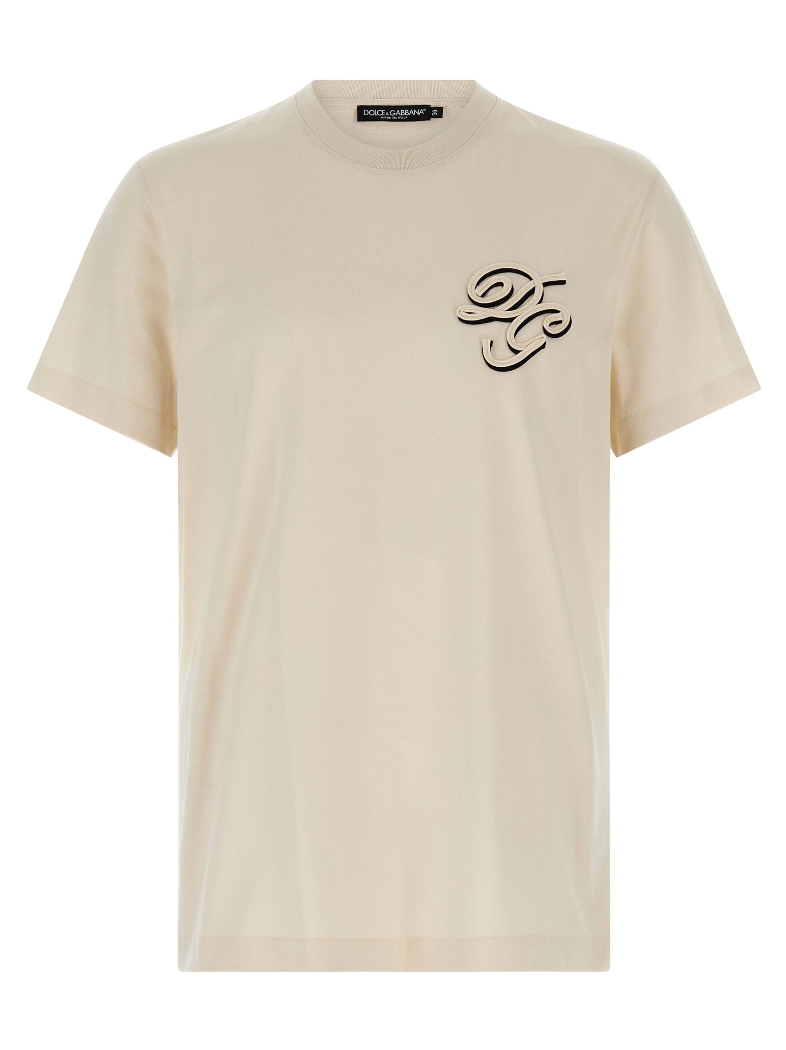 Double embroidery t-shirt Beige Cotton
