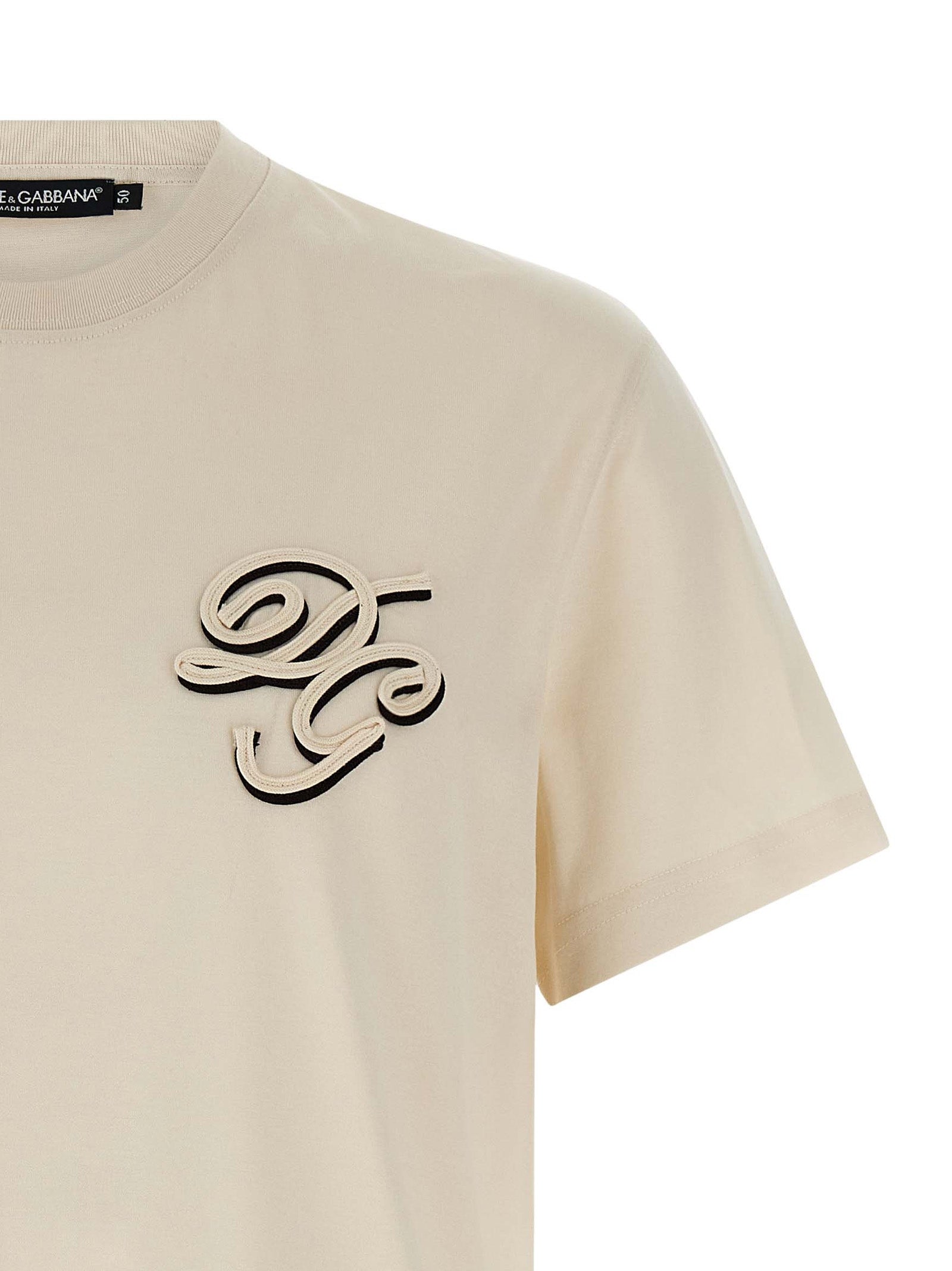 Double embroidery t-shirt Beige Cotton