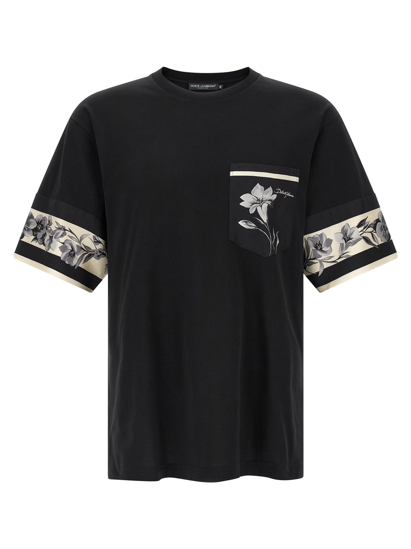 Silk detail T-shirt Black Cotton