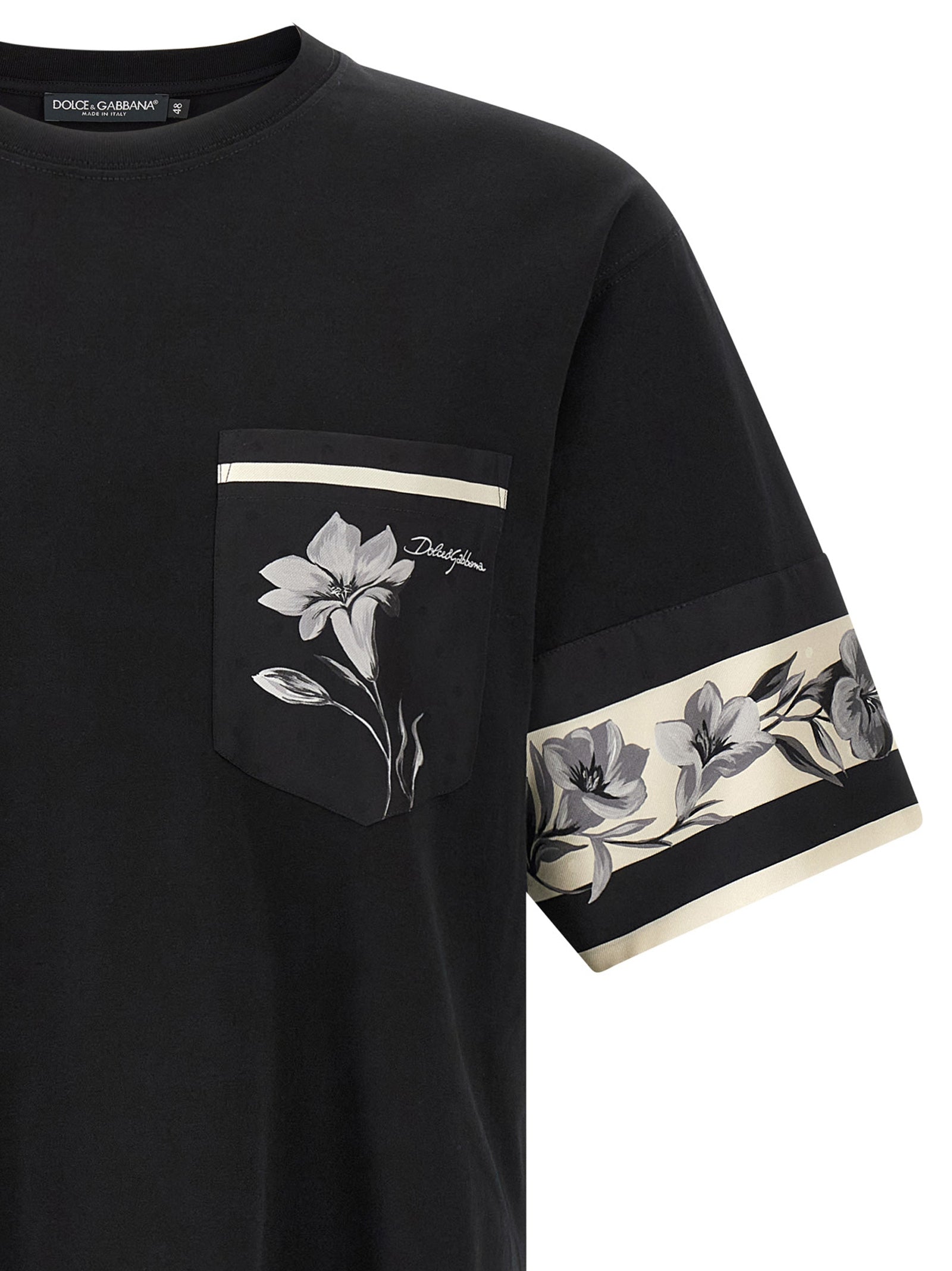 Silk detail T-shirt Black Cotton