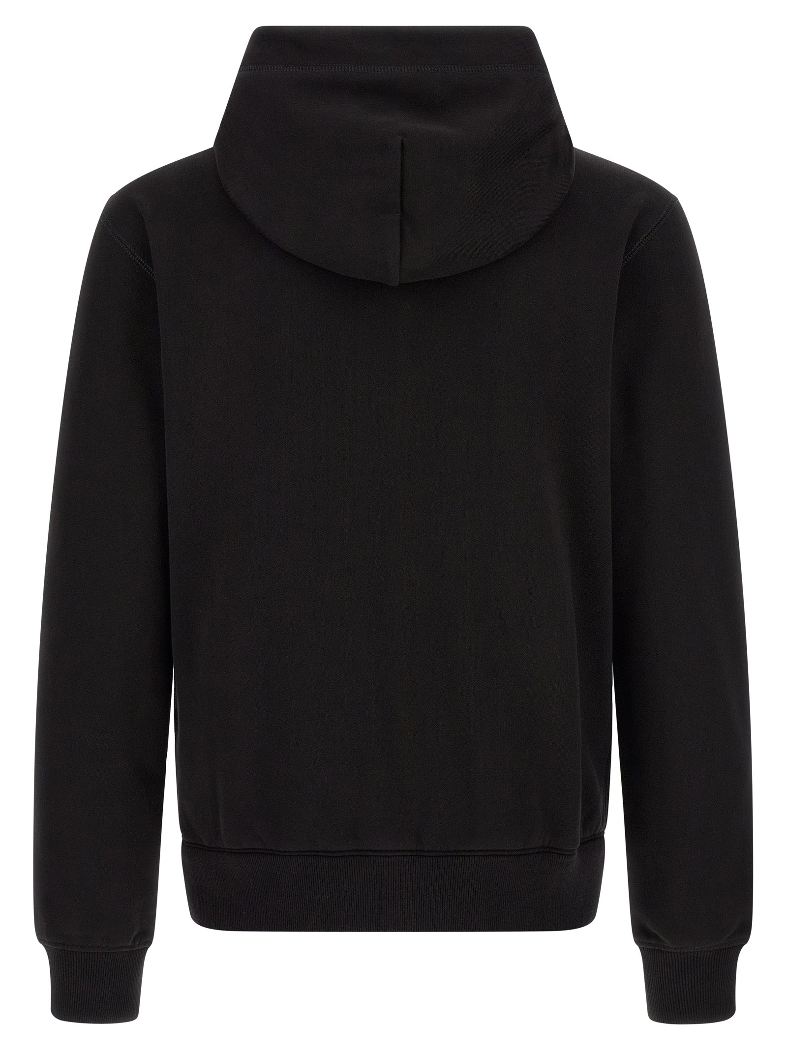 Logo Plaque Hoodie Black Cotton Sweatshirt
