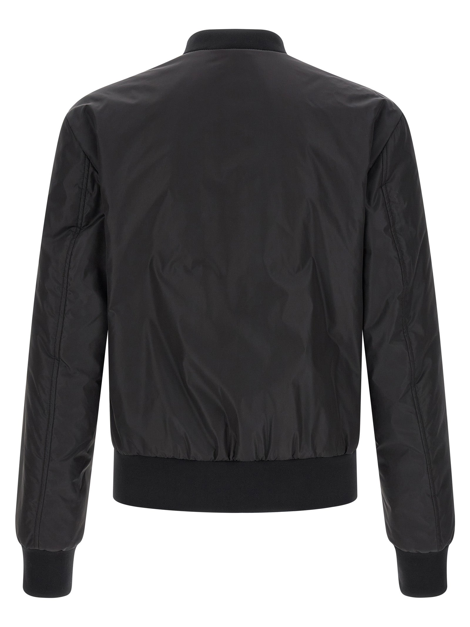 Logo Plaque Bomber Jacket Black Polyamide Down Jacket, Parka, Casual