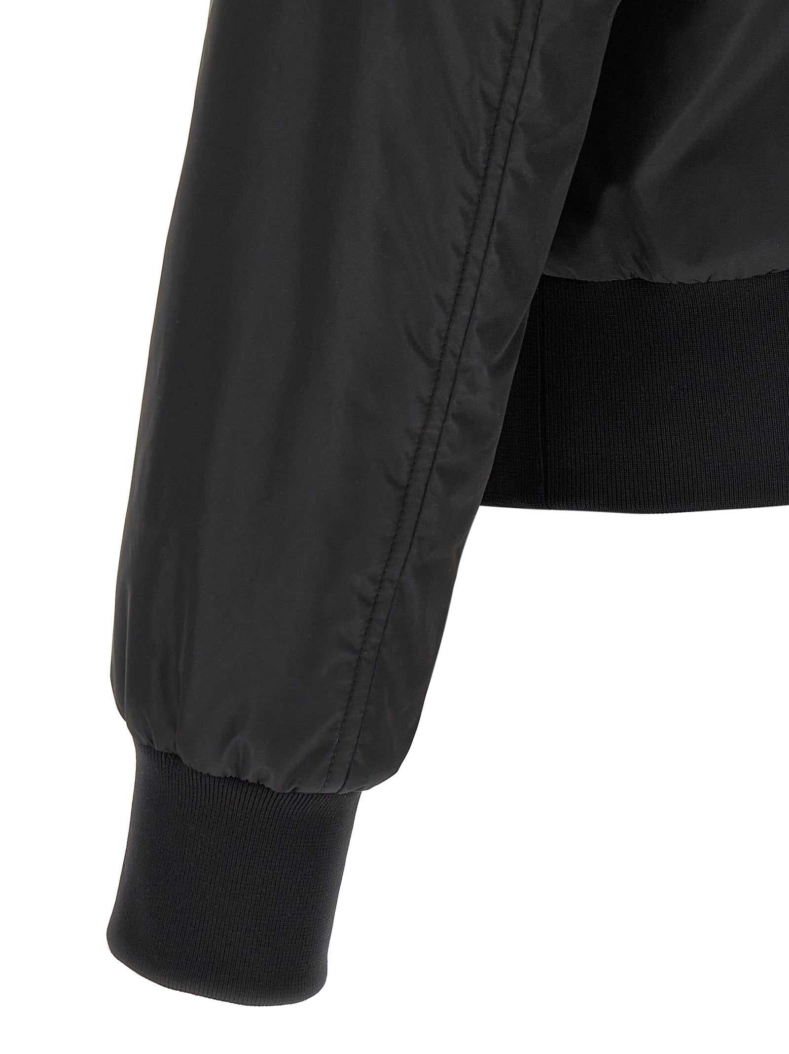 Logo Plaque Bomber Jacket Black Polyamide Down Jacket, Parka, Casual