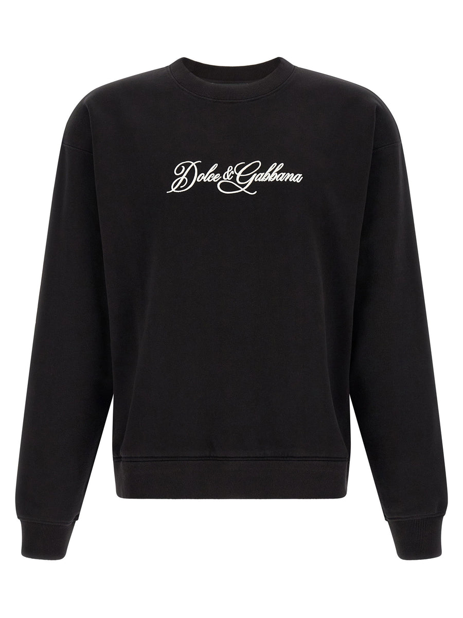 Dolce & Gabbana Logo-Embroidered Sweatshirt — Black