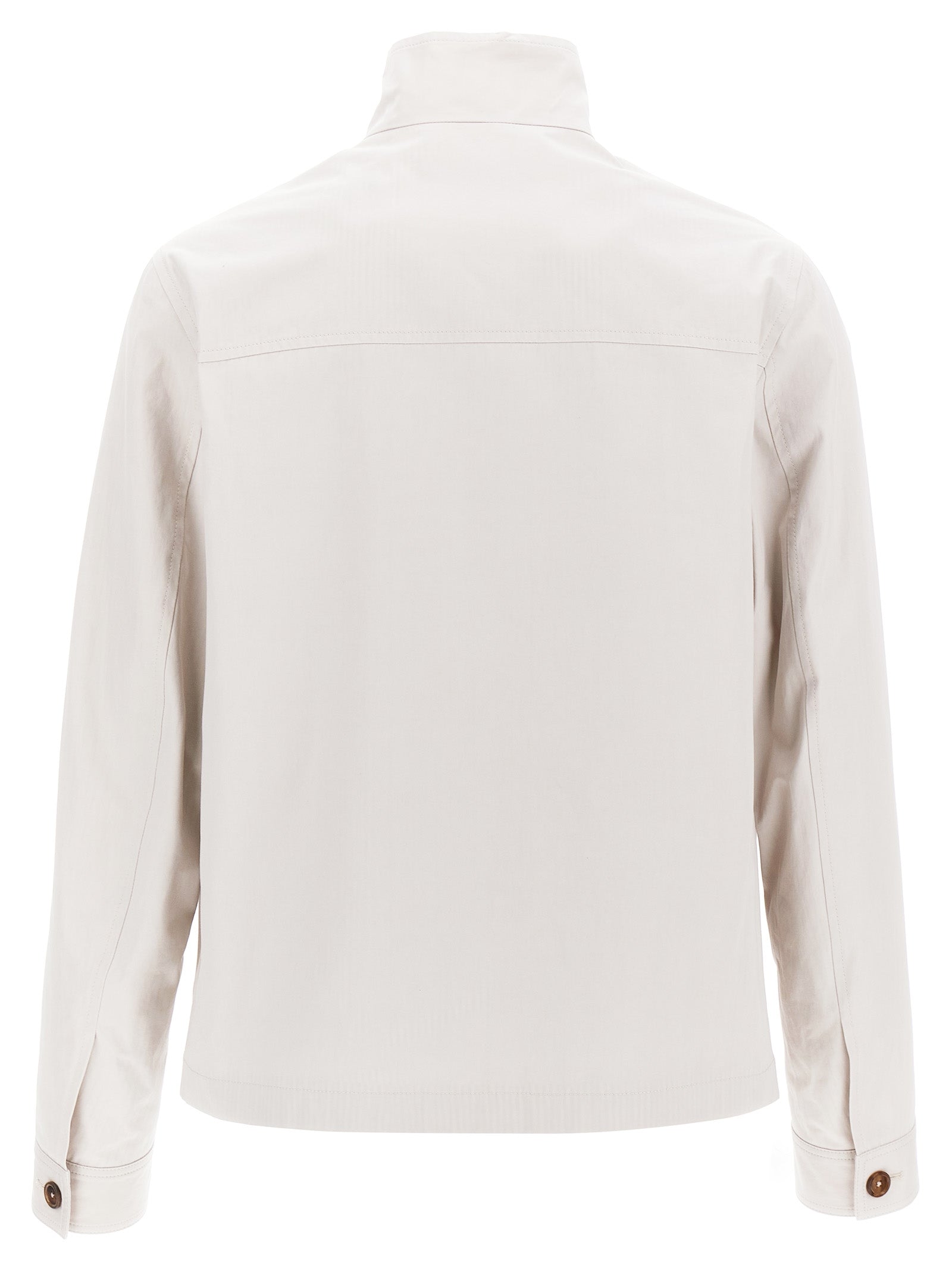 Logo embroidery jacket Beige Cotton Down Jacket, Parka, Casual