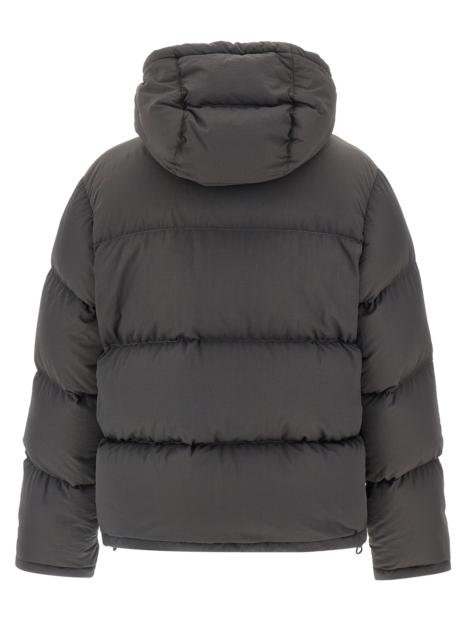 Logo patch down jacket Gray Polyamide Elastane Jacket, Parka, Casual