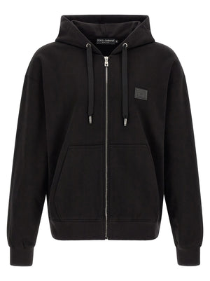 Dolce & Gabbana Logo Plaque Hoodie — Black