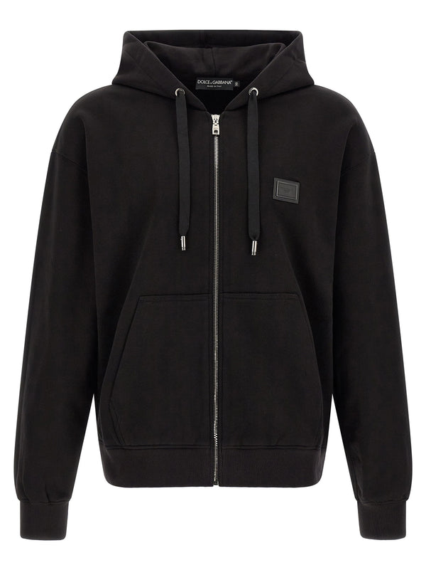 Dolce & Gabbana Logo Plaque Hoodie — Black