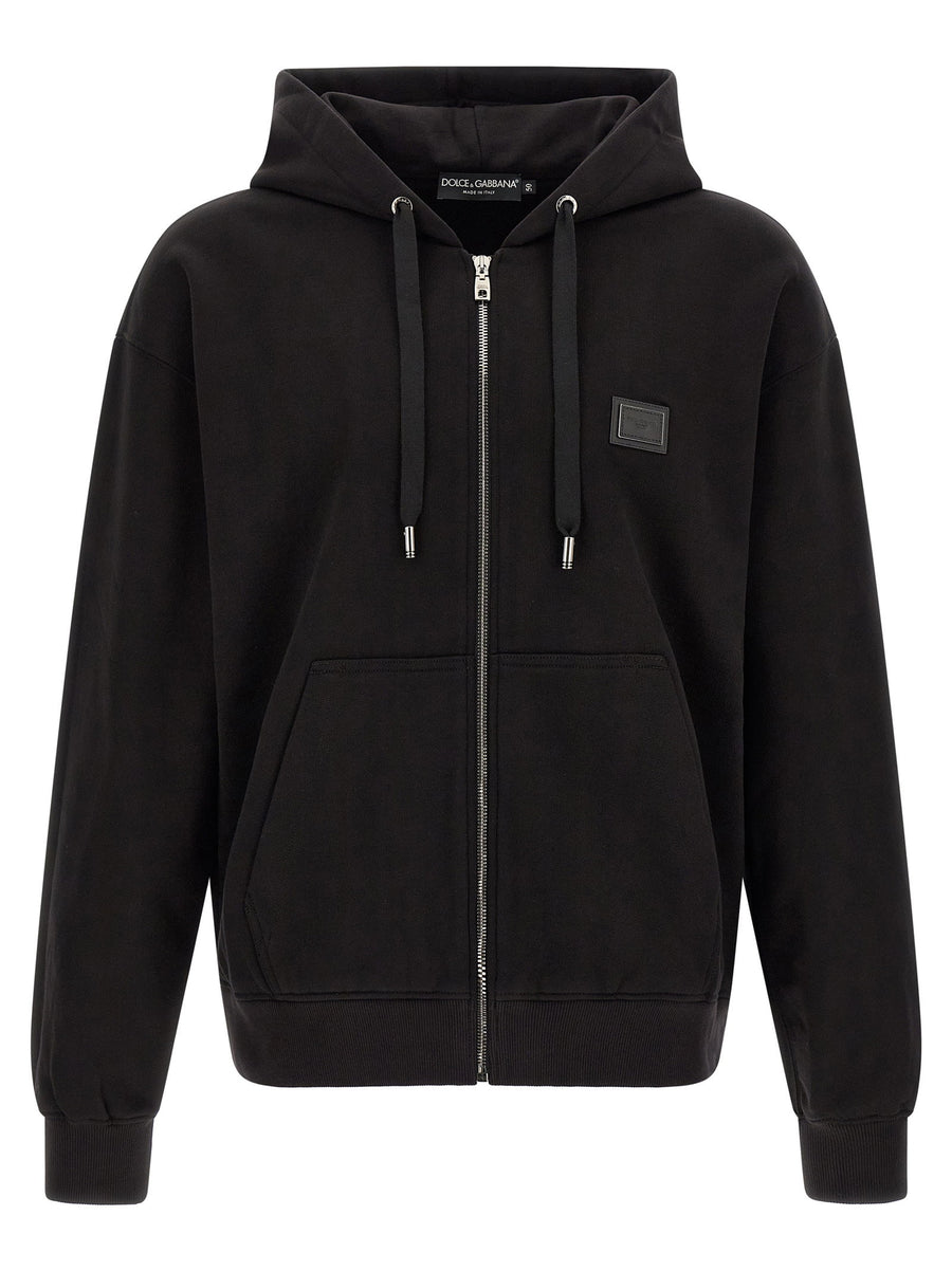 Dolce & Gabbana Logo Plaque Hoodie — Black