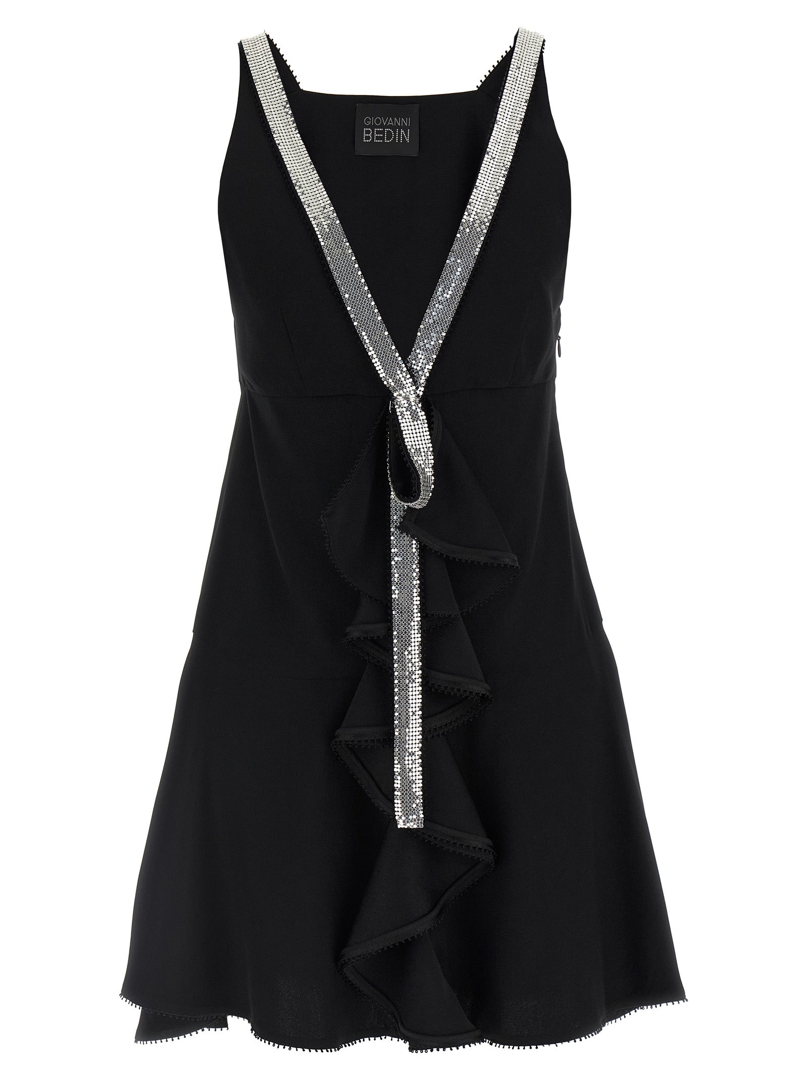 Studded ribbon dress Black Viscose