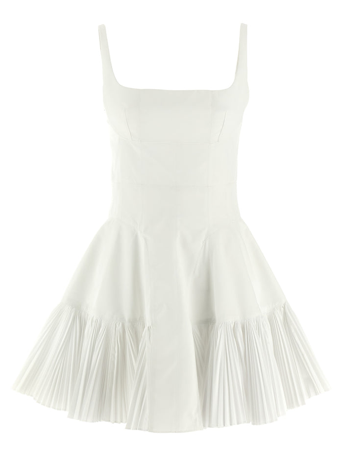 Pleated dress White Poplin