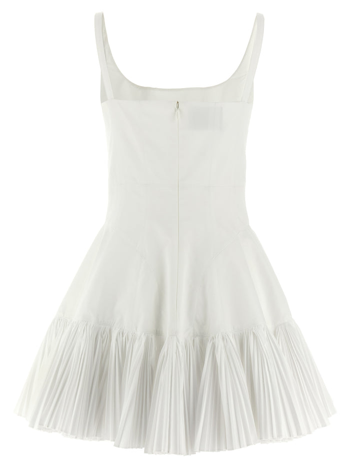 Pleated dress White Poplin
