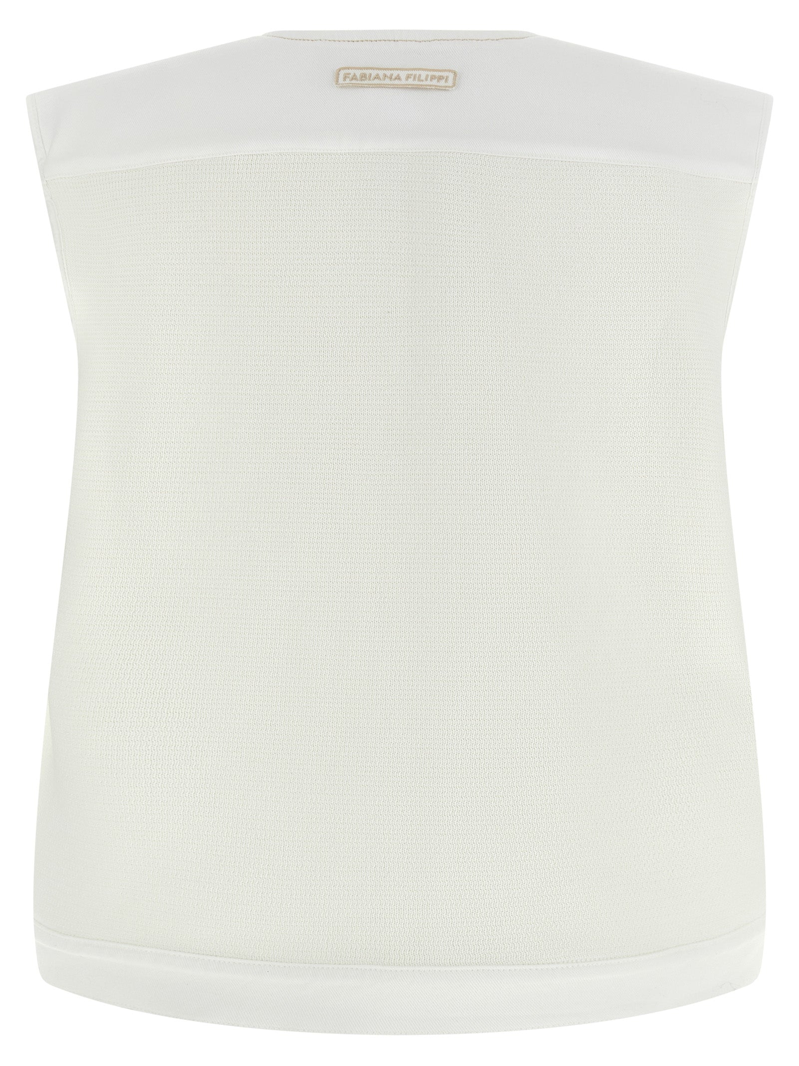 Denim And Knit Vest White Cotton Gilet