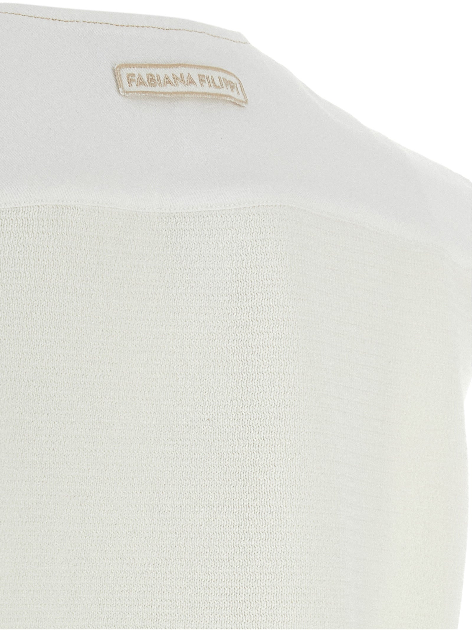 Denim And Knit Vest White Cotton Gilet