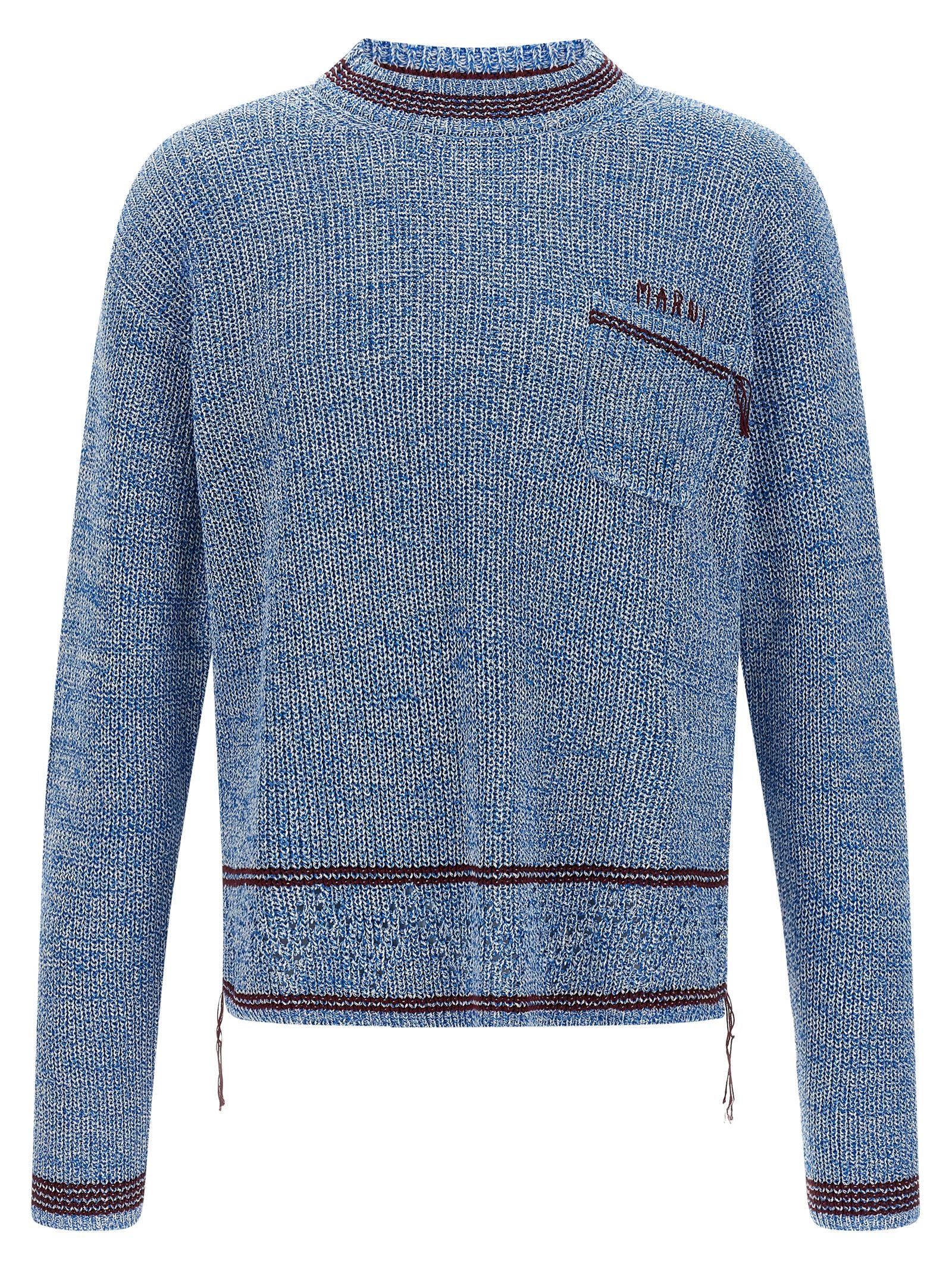 Marni Mending sweater Light Blue Cotton Sweater, Cardigans