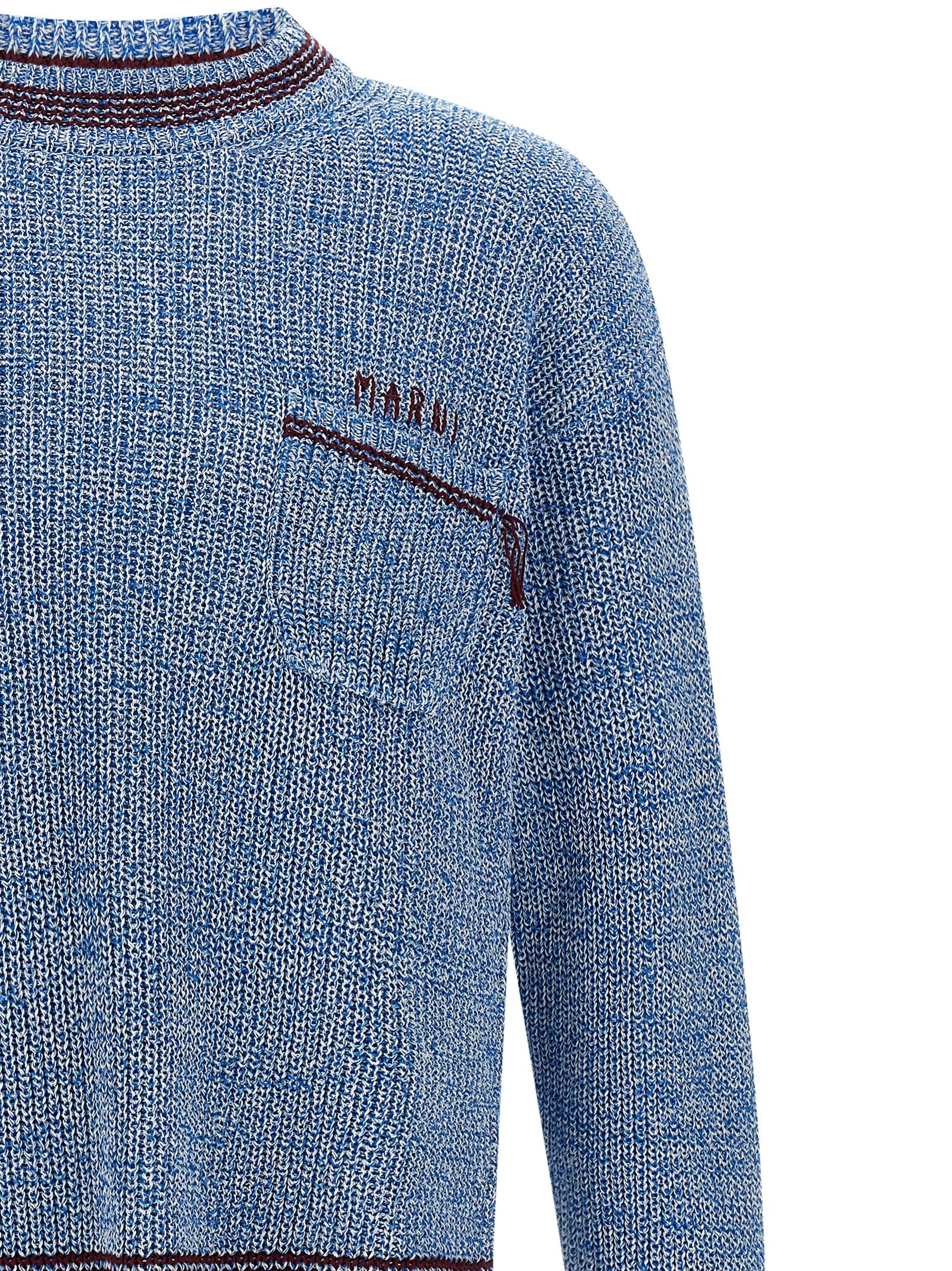 Marni Mending sweater Light Blue Cotton Sweater, Cardigans