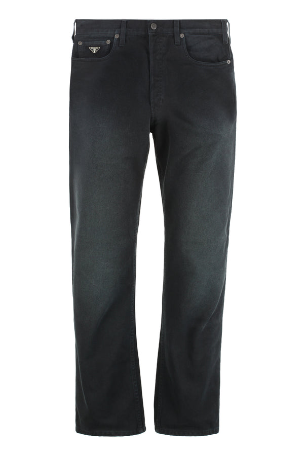 Straight-Leg Jeans Black Cotton Regular &