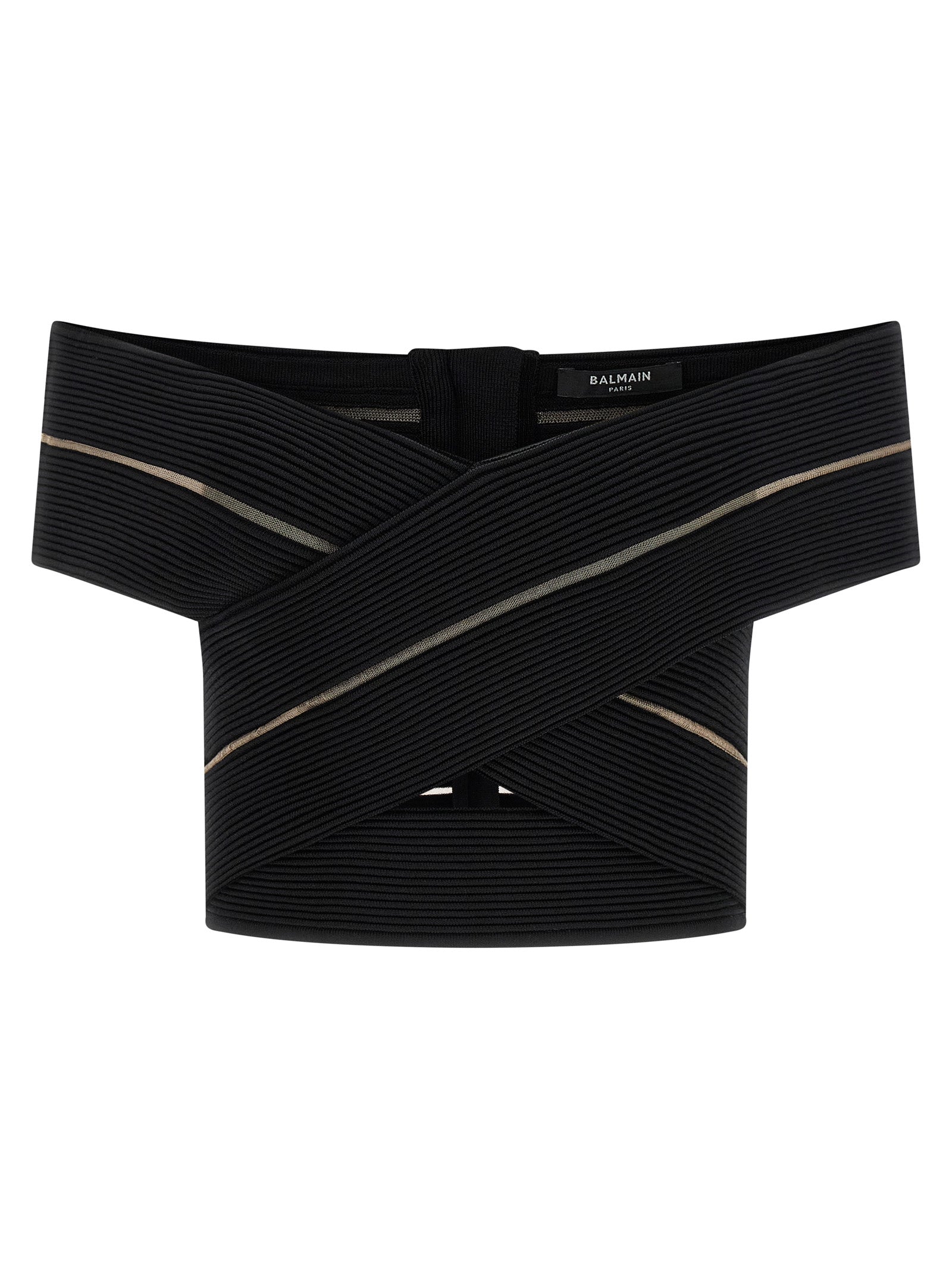 Off-the-shoulder crop top Black Tops