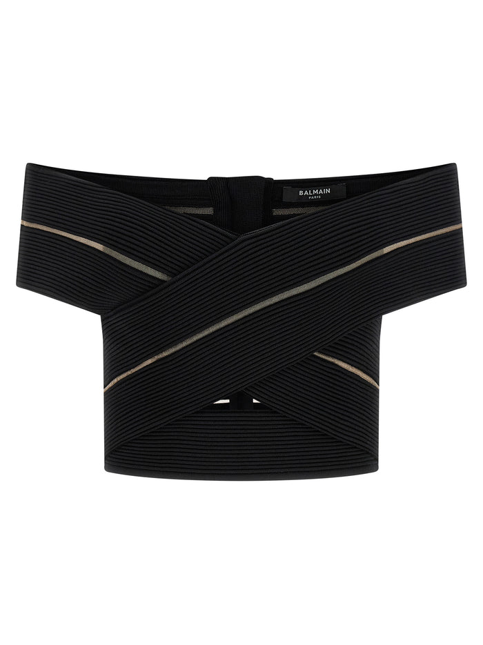 Off-the-shoulder crop top Black Tops
