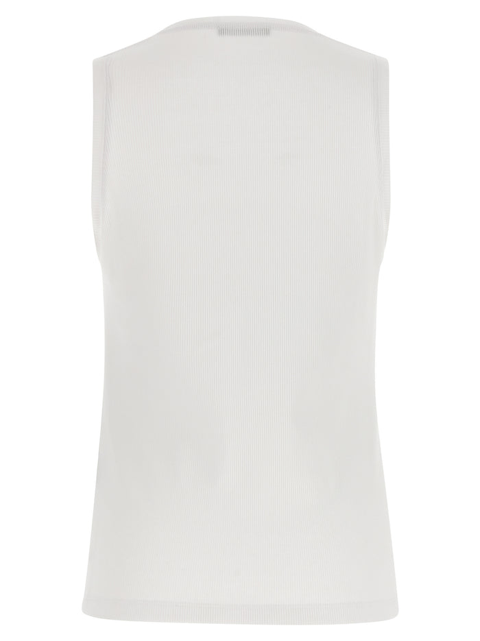 Logo embroidery tank top White Cotton Tops