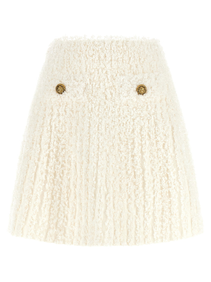 Plumetis tweed skirt White