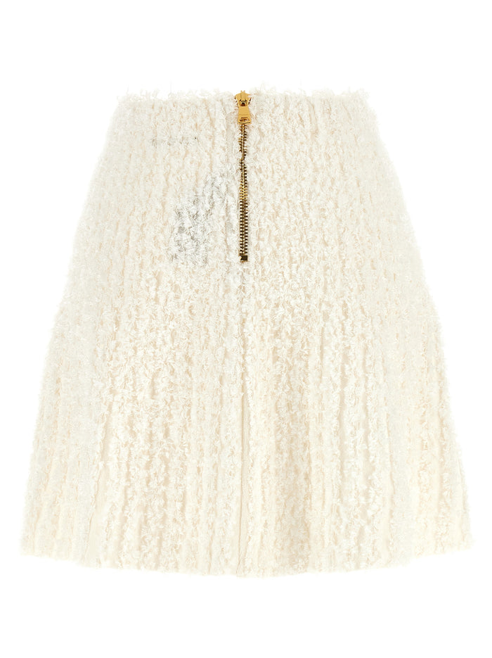 Plumetis tweed skirt White