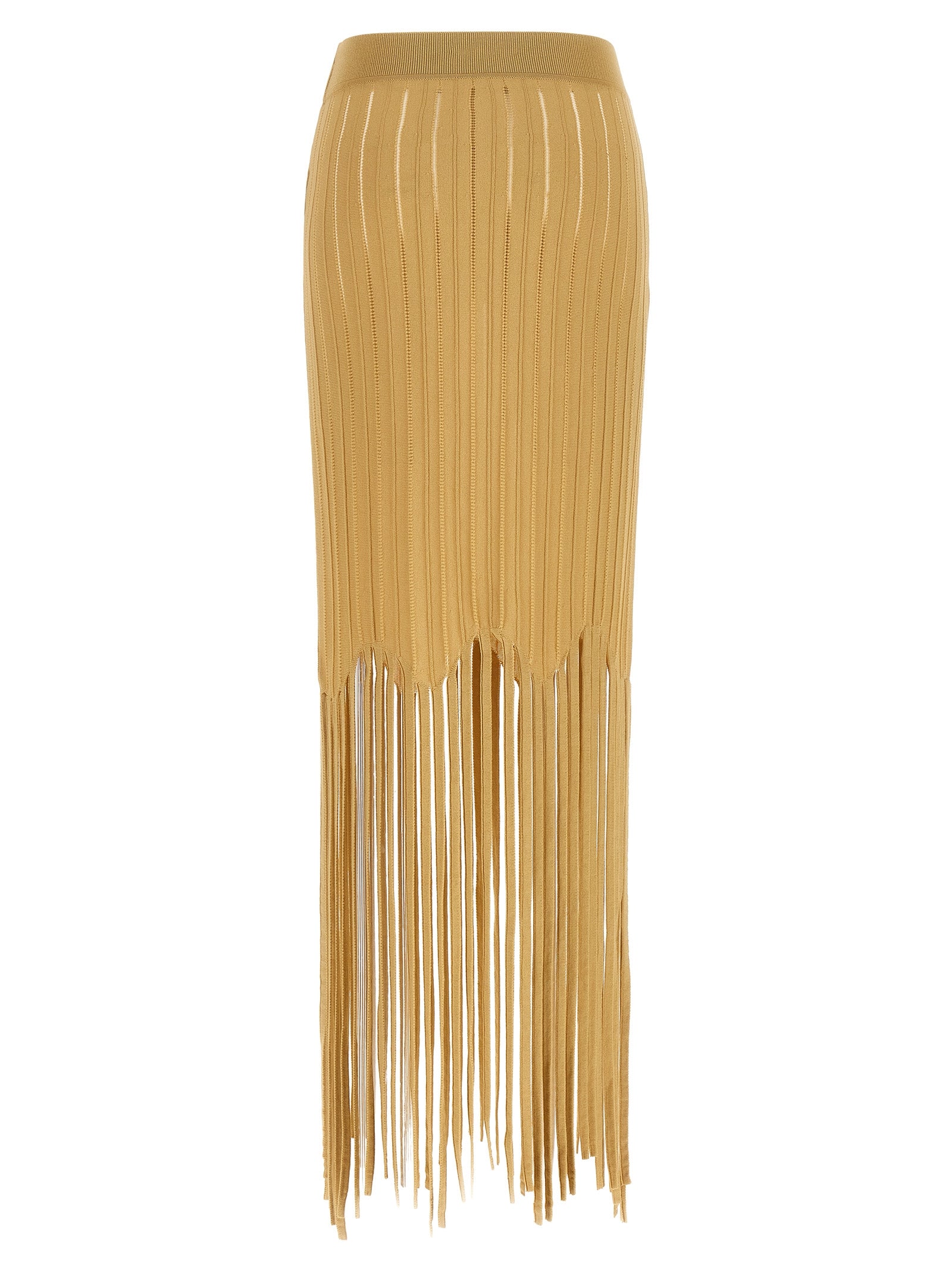 Fringed skirt Beige Viscose
