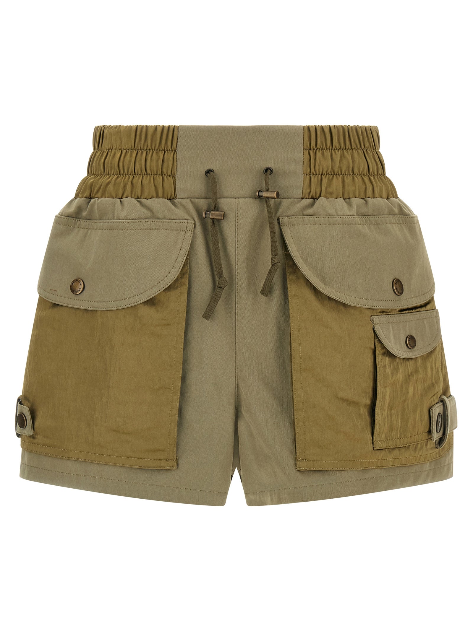 Utility Shorts Green Cotton Polyamide Bermuda