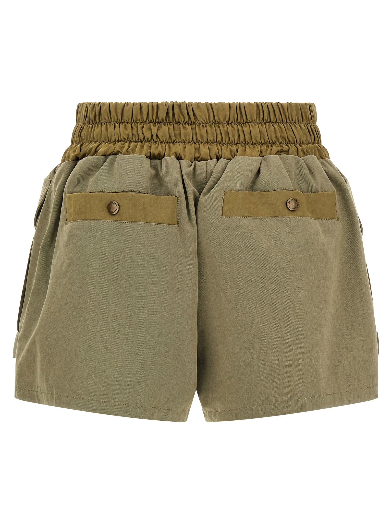 Utility Shorts Green Cotton Polyamide Bermuda
