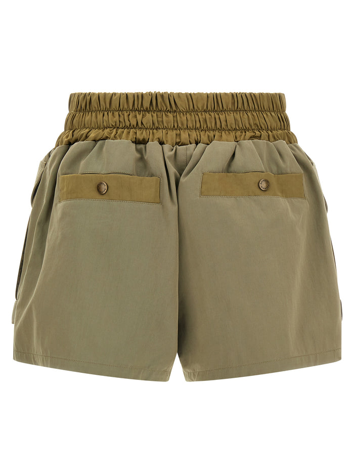 Utility Shorts Green Cotton Polyamide Bermuda