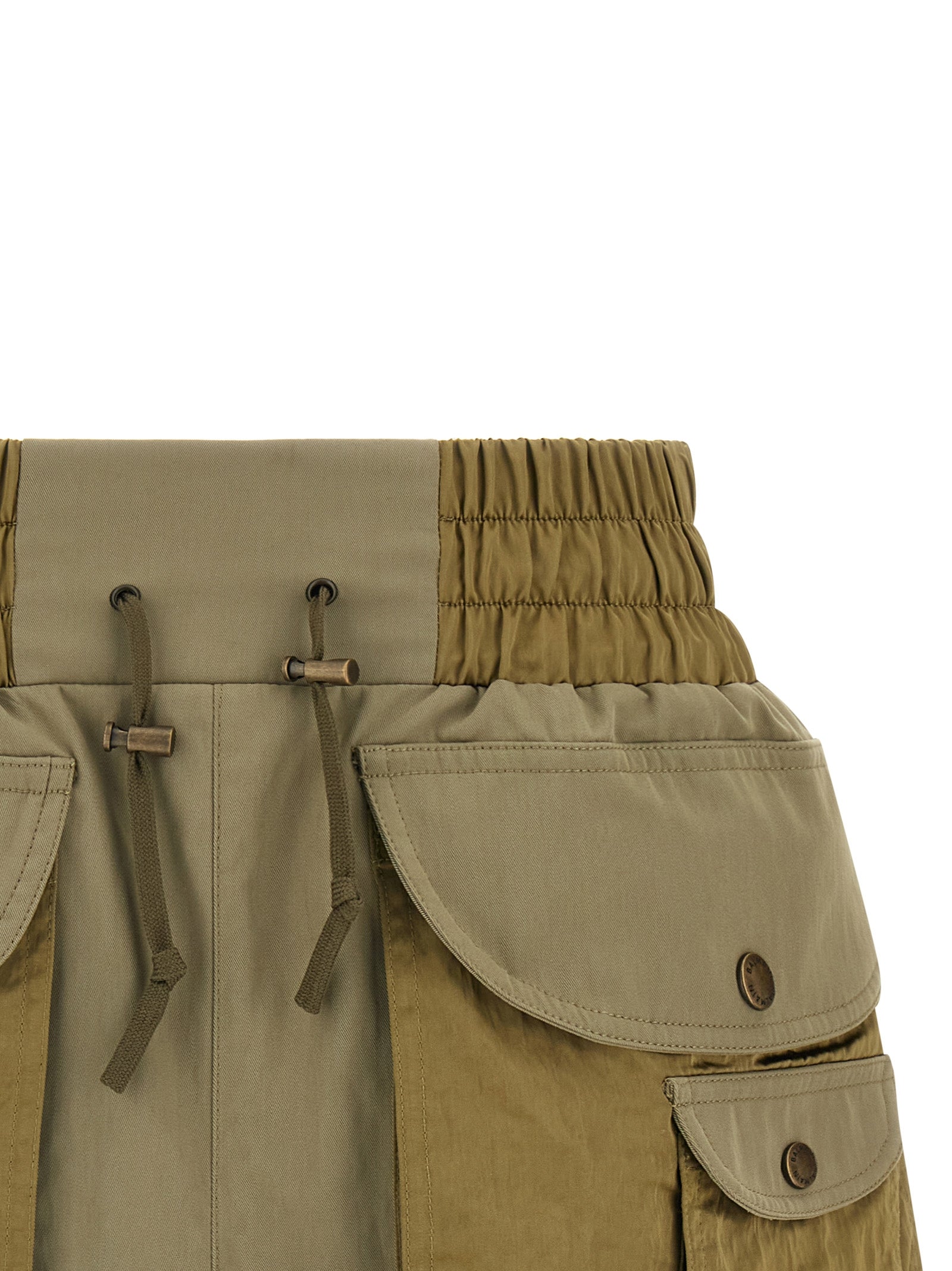 Utility Shorts Green Cotton Polyamide Bermuda