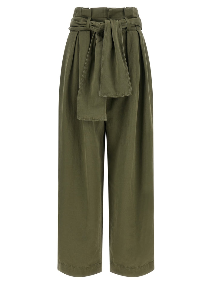 High waist pants Green Cotton