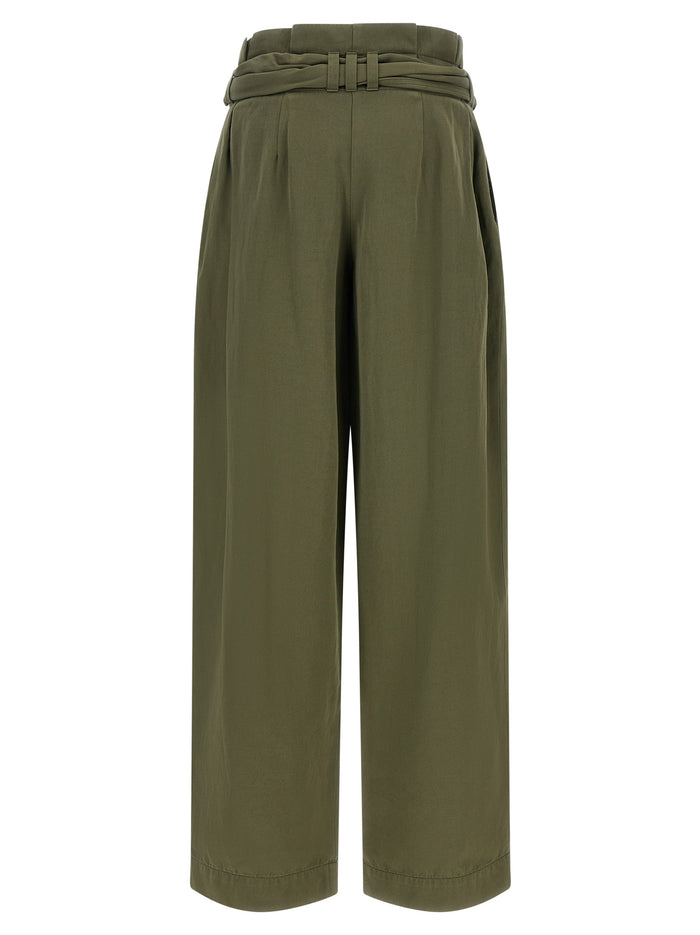High waist pants Green Cotton