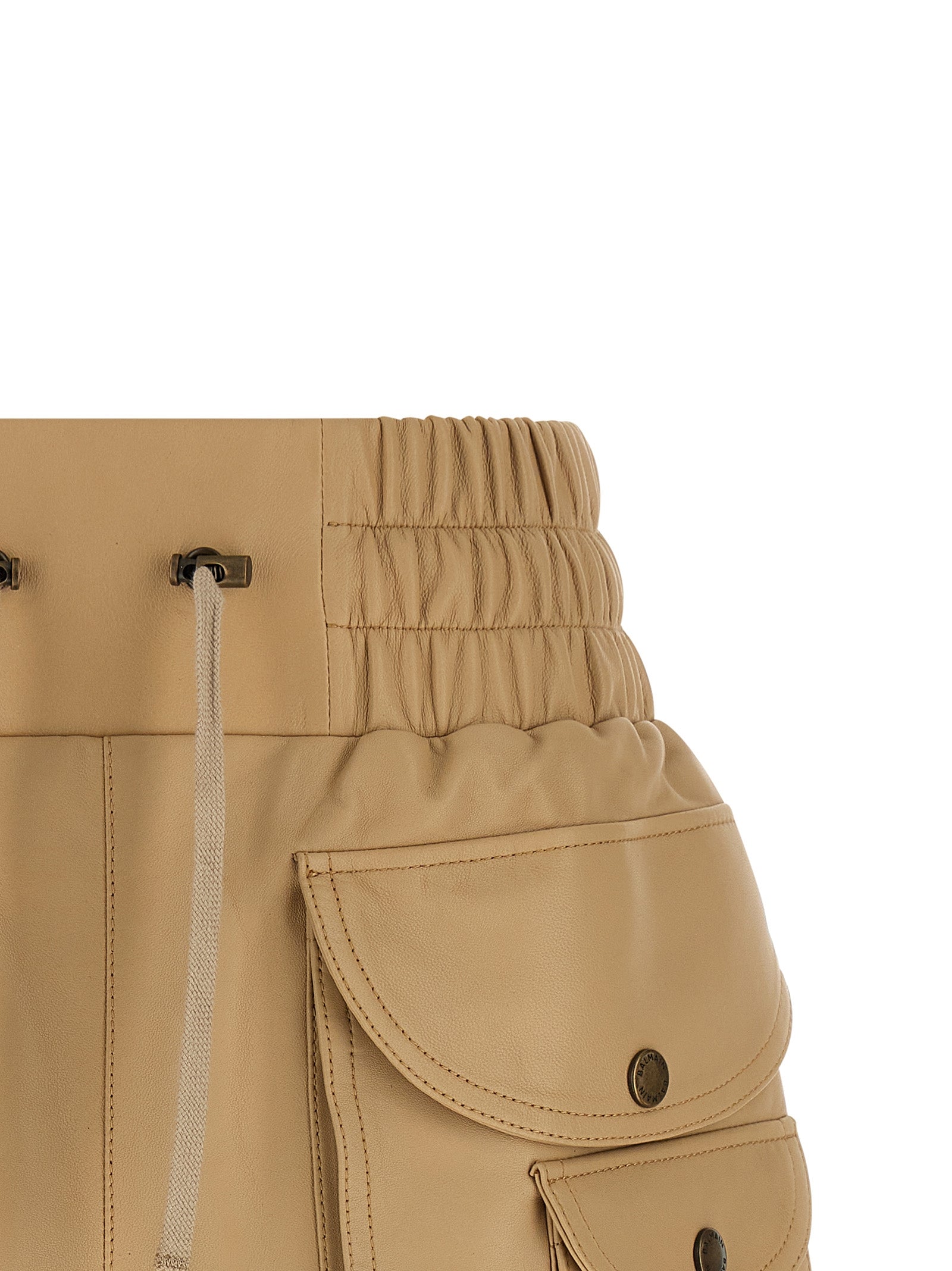 Short cargo Beige Lamb Leather (ovis Aries) Bermuda