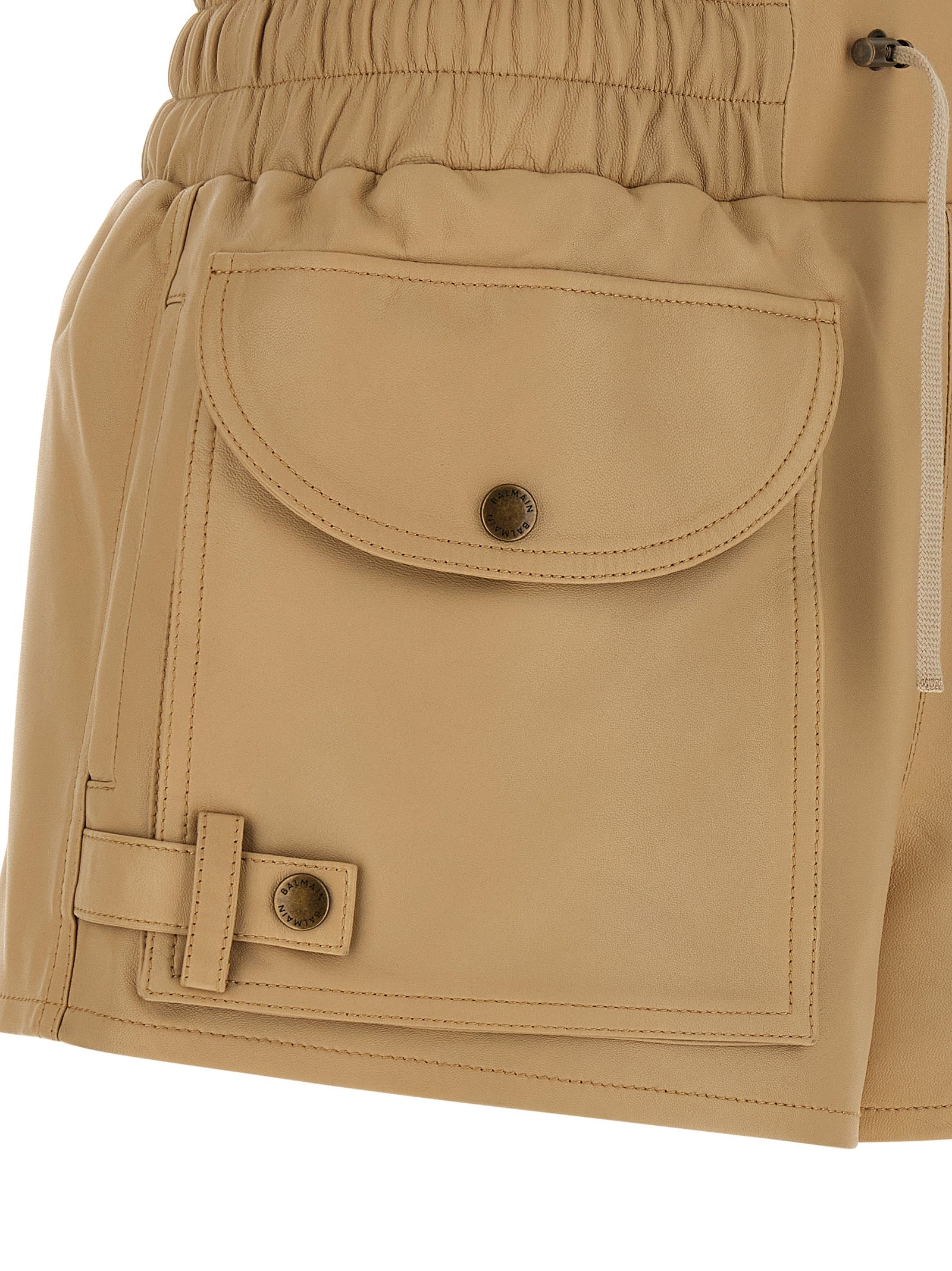 Short cargo Beige Lamb Leather (ovis Aries) Bermuda
