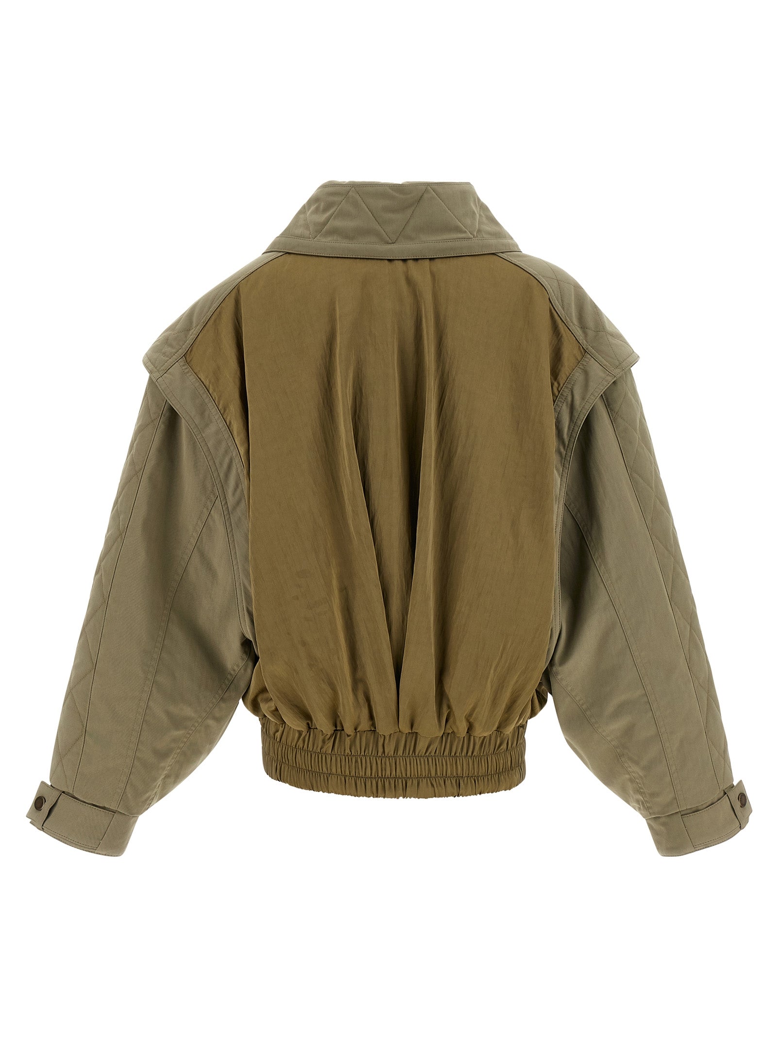 Utility Bomber Jacket Green Cotton Polyamide Down Jacket, Parka, Casual