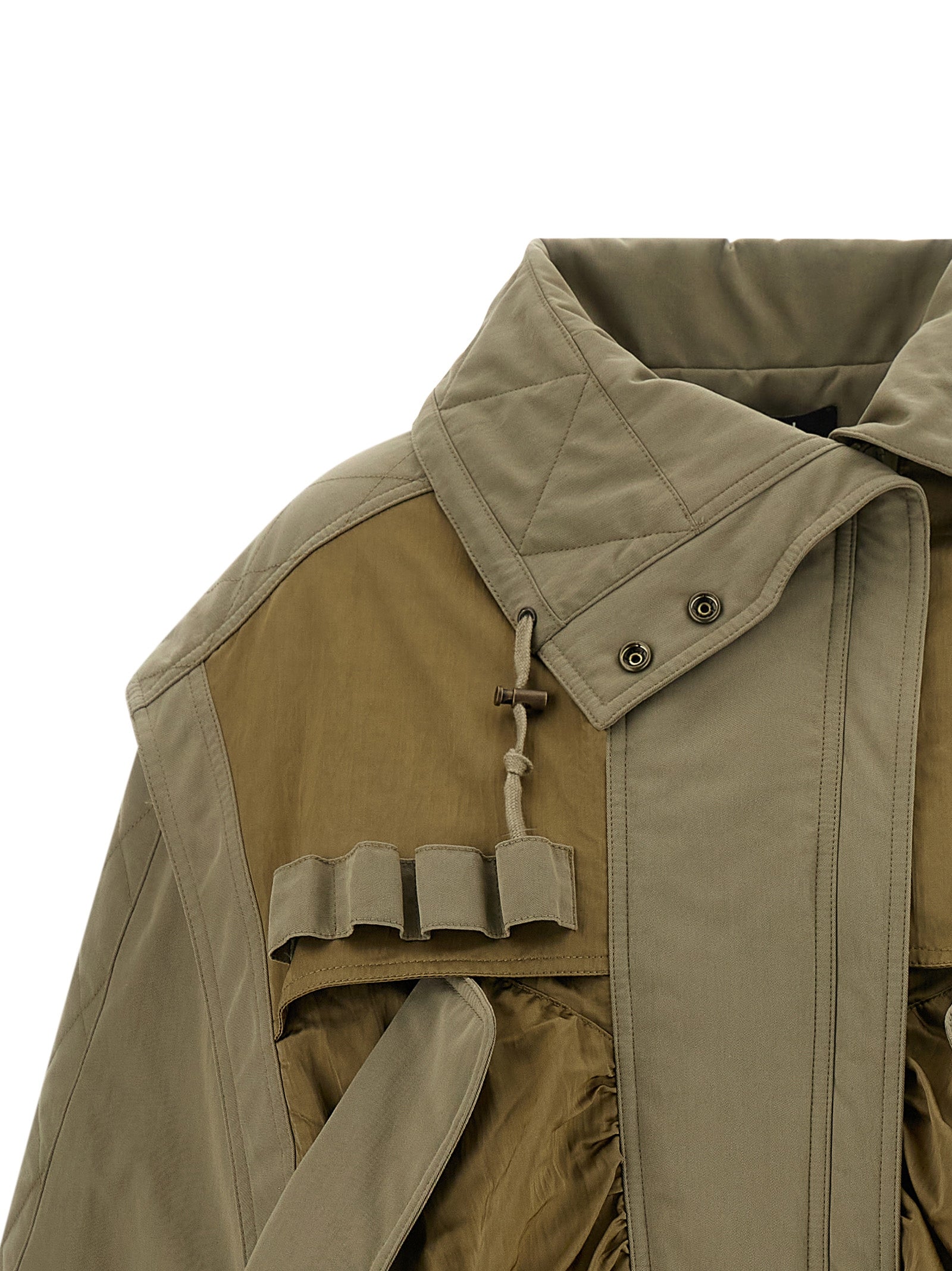 Utility Bomber Jacket Green Cotton Polyamide Down Jacket, Parka, Casual