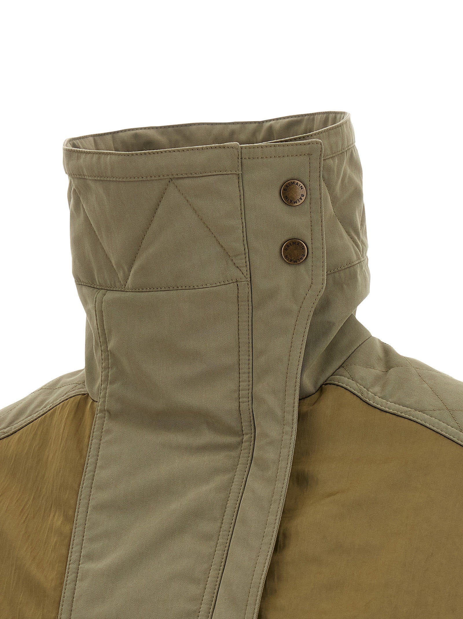Utility Bomber Jacket Green Cotton Polyamide Down Jacket, Parka, Casual