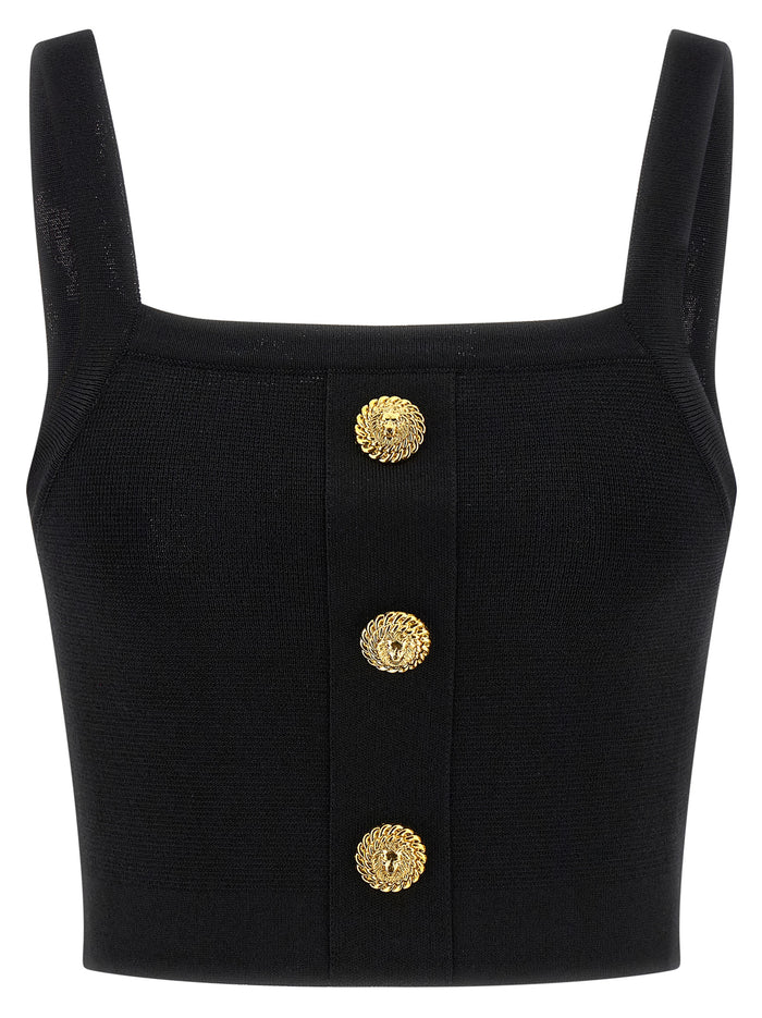 Top 3 buttons Black Viscose Tops
